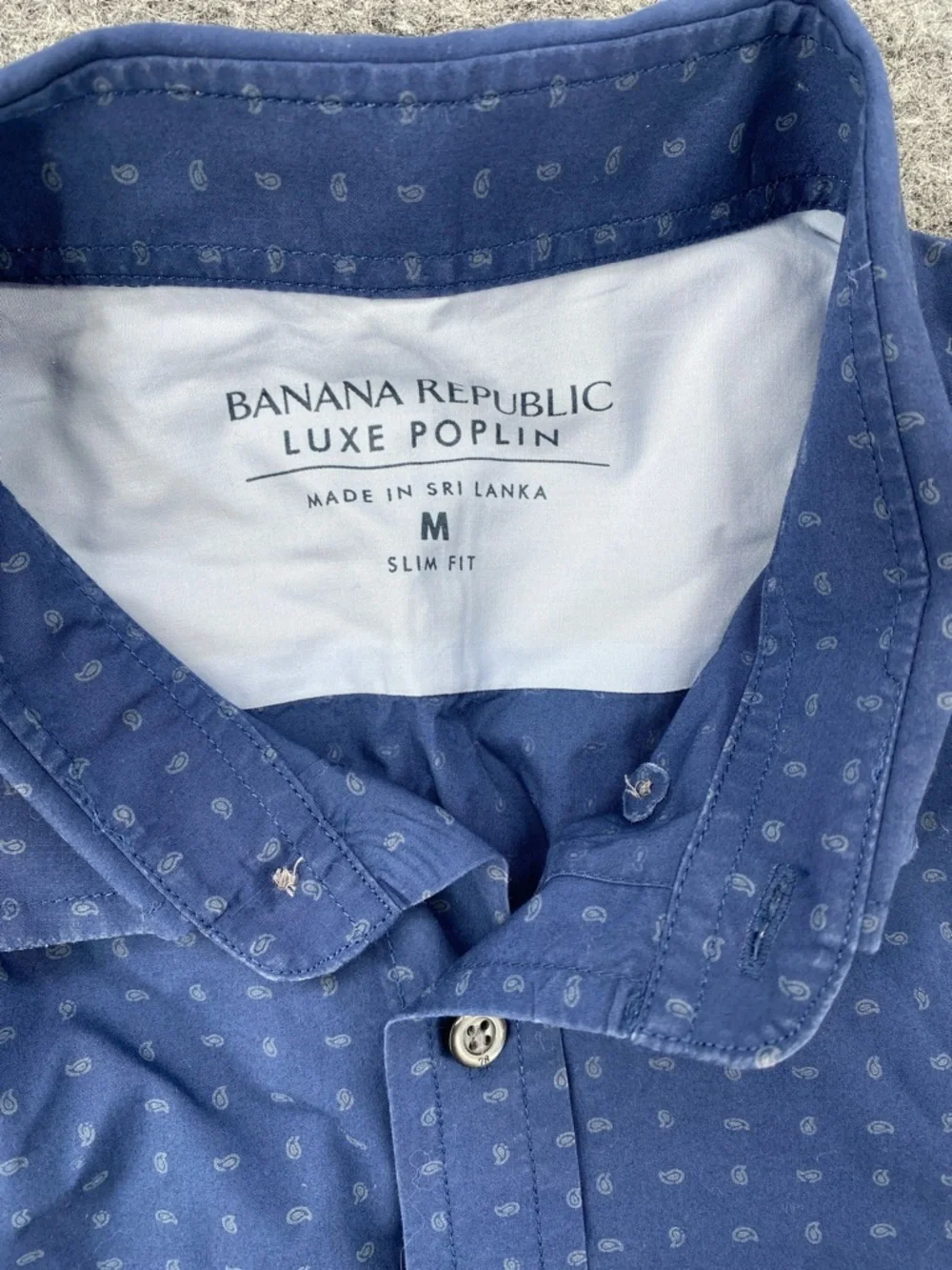 Banana Republic Luxe Poplin Blue Printed Button Front Shirt Size M